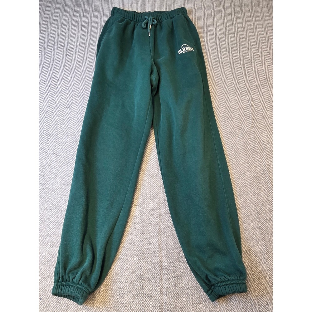 Old Navy Sweatpants Women's S Green Fleece Lined High-Waisted Drawstring Waist